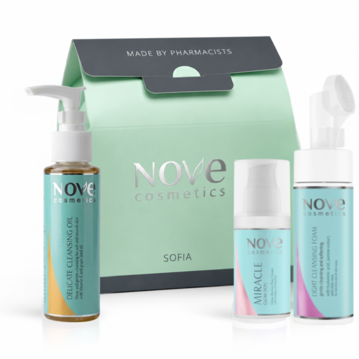NOVE COSMETICS МИРАКЪЛ ПОЧИСТВАЩО ОЛИО + МИРАКЪЛ ПЯНА + GLOW SKIN КРЕМ ЗА ЛИЦЕ + ПОД. КУТИЯ 