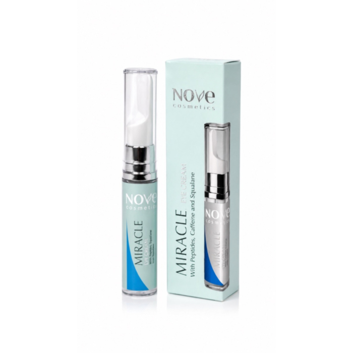 NOVE COSMETICS МИРАКЪЛ ОКОЛООЧЕН КРЕМ С ПЕПТИДЕН КОМПЛЕКС + КОФЕИН С ЛИФТИНГ И ОЗАРЯВАЩ ЕФЕКТ 10ГР 